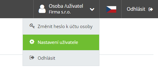 Obr. 8: Nastavení uživatele